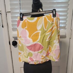 Vibrant Floral Mini Skirt - Pink, Yellow, Green